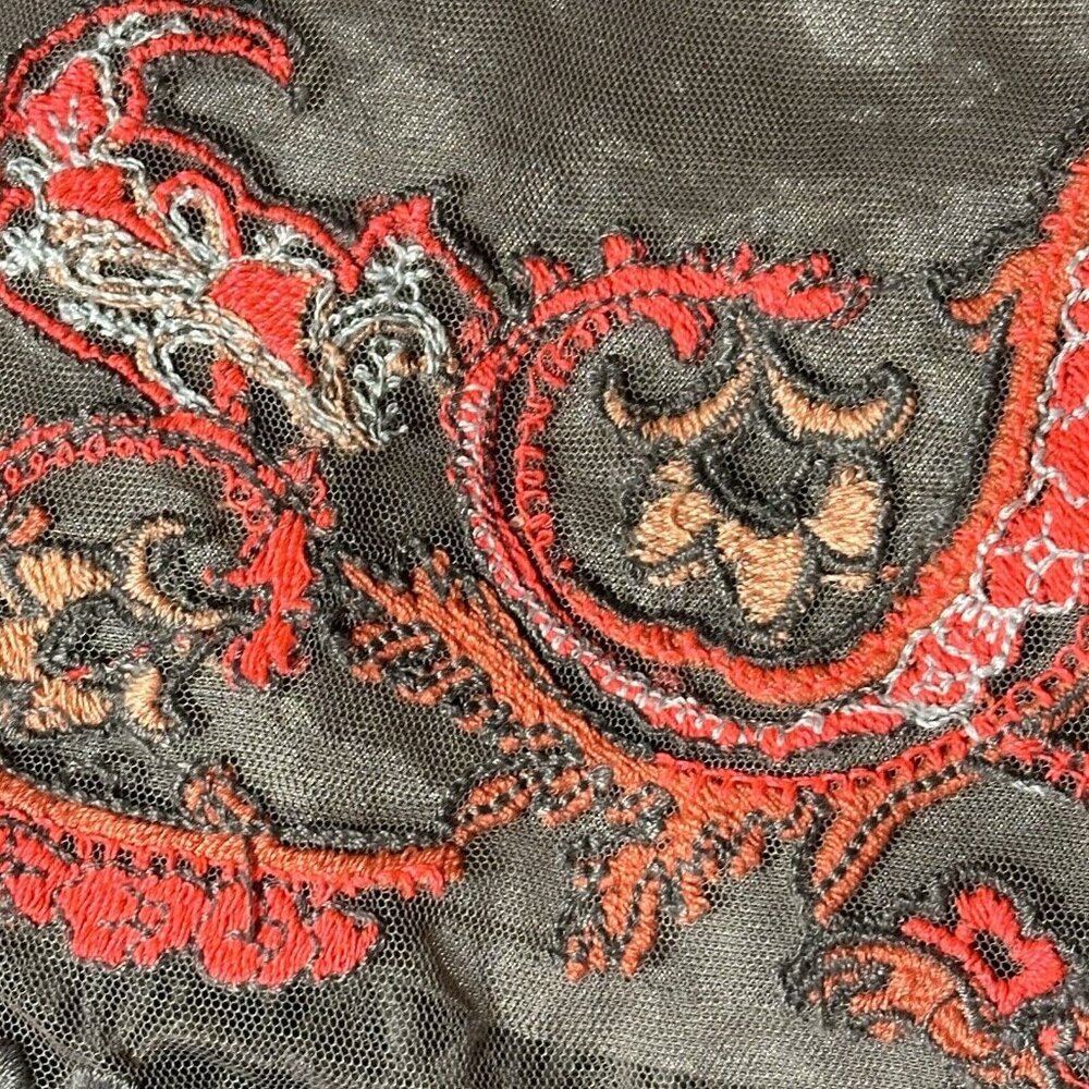 Anthropologie Yoana Baraschi Coffee Orange White Embroidered Skirt Women's SZ 4 - Picture 4 of 10